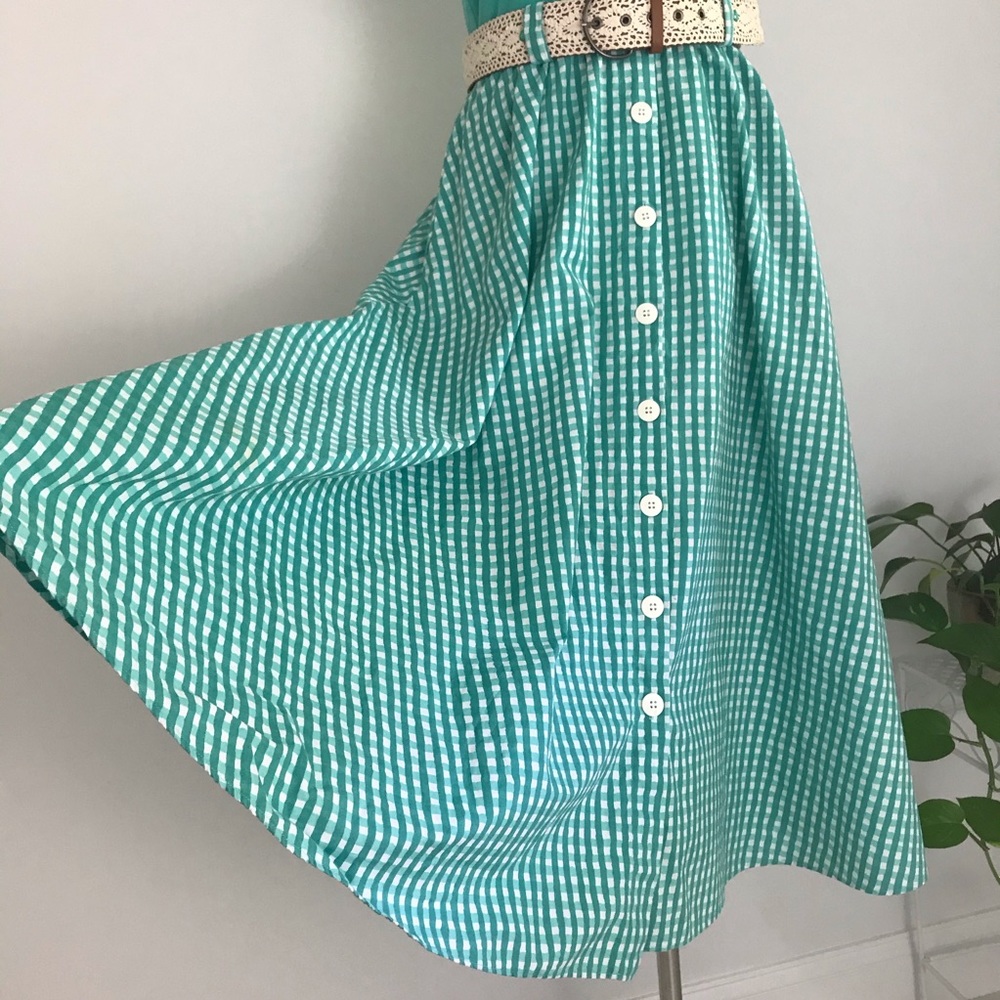 True Vintage Gingham Casual Full Skirt Midi Dress - Picture 2 of 16
